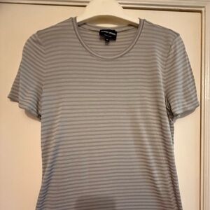 Giorgio Armani Gray Striped Short Sleeve Tee